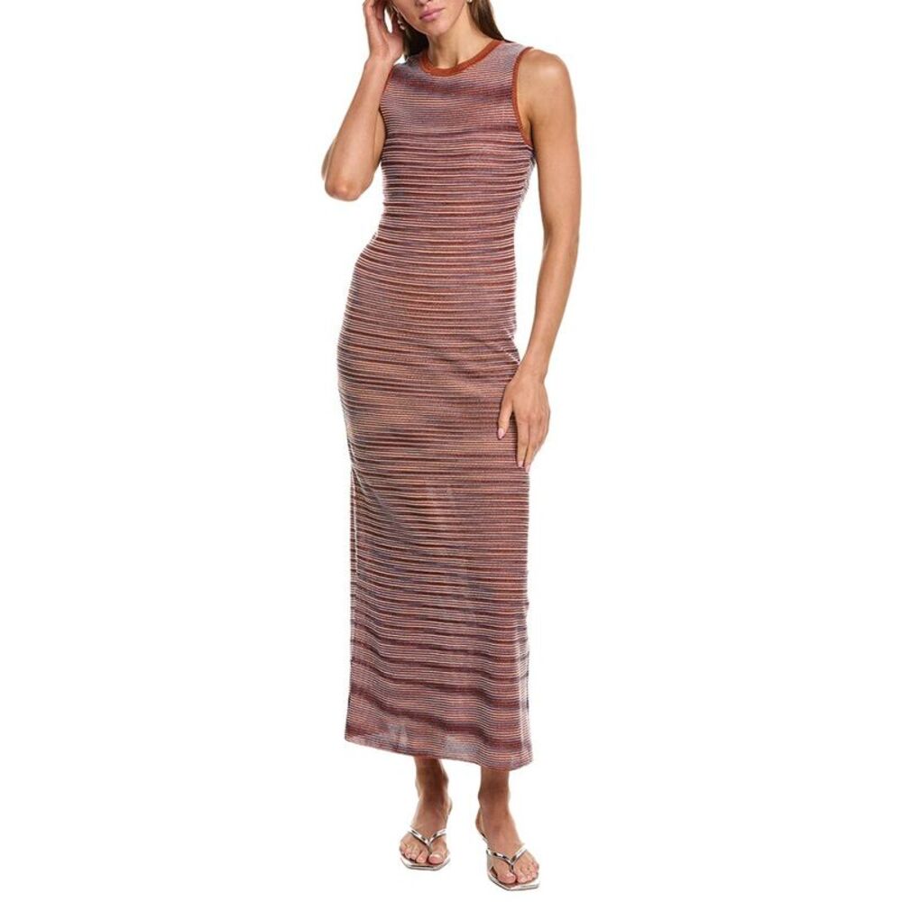 M Missoni Womens Abito Lungo Wool-Blend Midi Dress, Brown